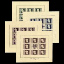 Michel 772-775 - Renner block, 4 miniature sheets, 1946, mint